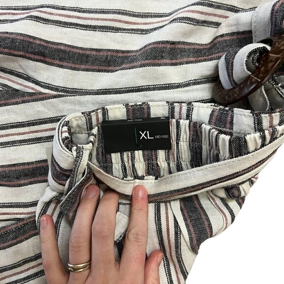 Striped Linen Pants Mid Rise Gaucho - Picture 6 of 8